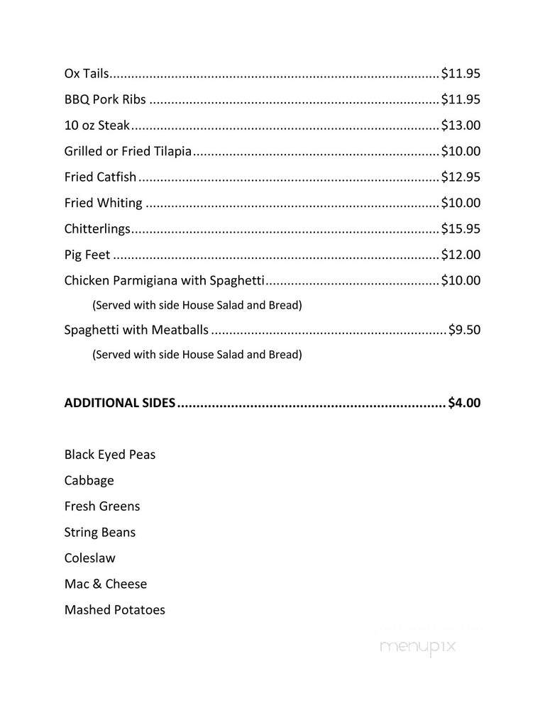 Mrs. K's Hotel and Restaurant - Upper Marlboro, MD menu_pic