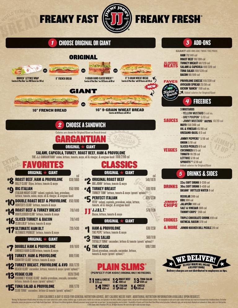 Jimmy John's Gourmet Sandwiches - Orlando, FL menu_pic