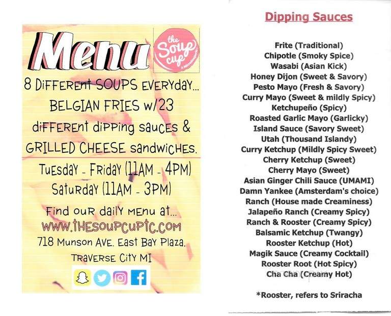 The Soup Cup MicroSouperie - Traverse City, MI menu_pic