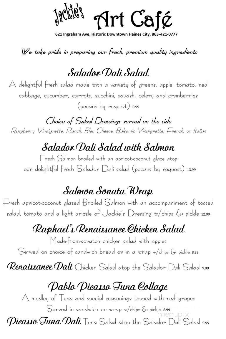 Jackie's City Hall Art Cafe - Haines City, FL menu_pic