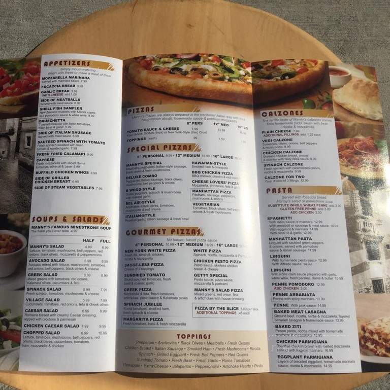 Manny's Pizzeria - Los Angeles, CA menu_pic