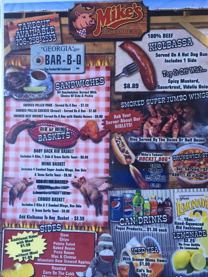 Mike's Tackside Bar-B-Q - Blue Ridge, GA menu_pic