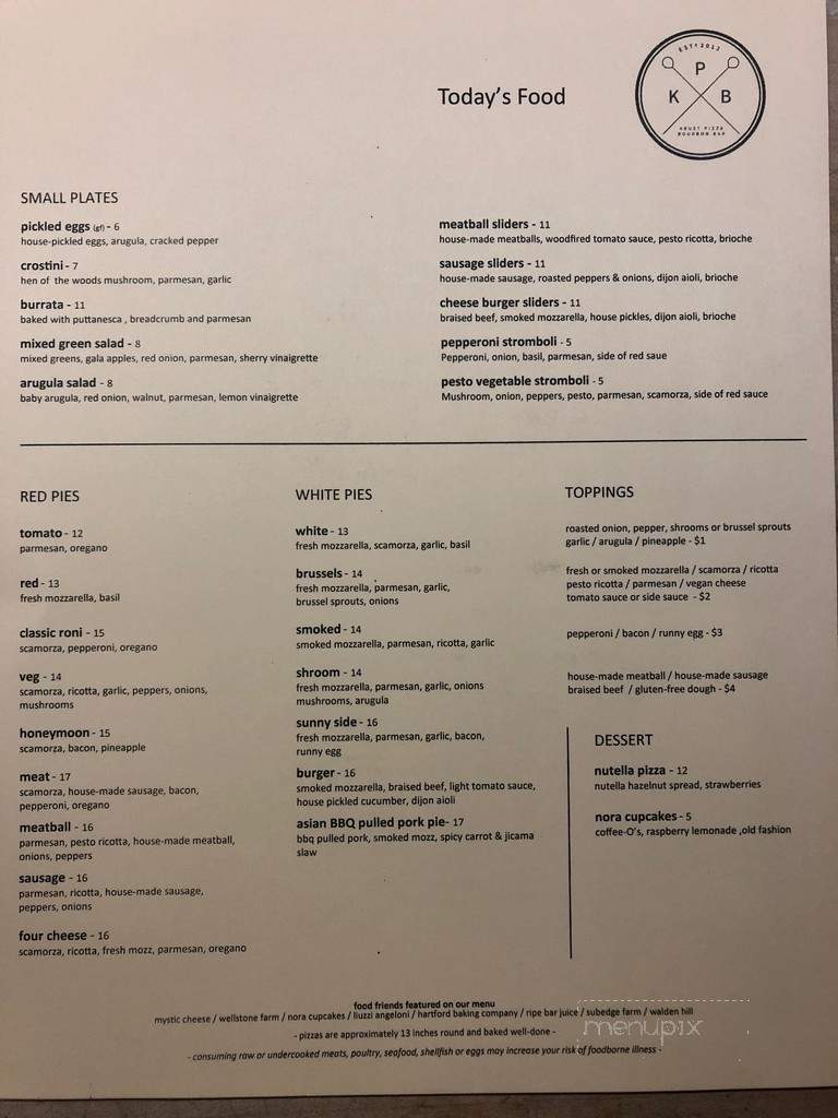 Krust Pizza Bar - Middletown, CT menu_pic