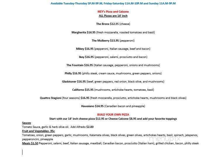 Hide Out Bar Grill - Gladstone, MO menu_pic