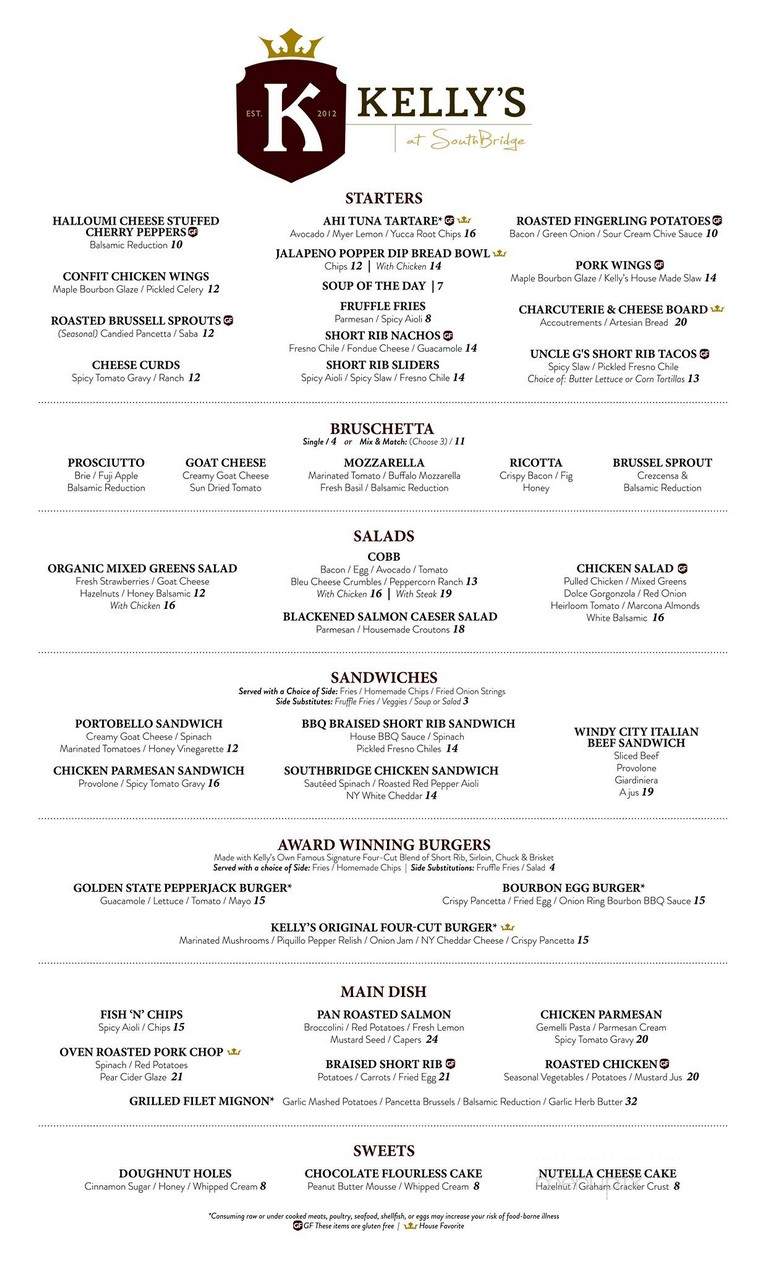 Kelly's At Southbridge - Scottsdale, AZ menu_pic