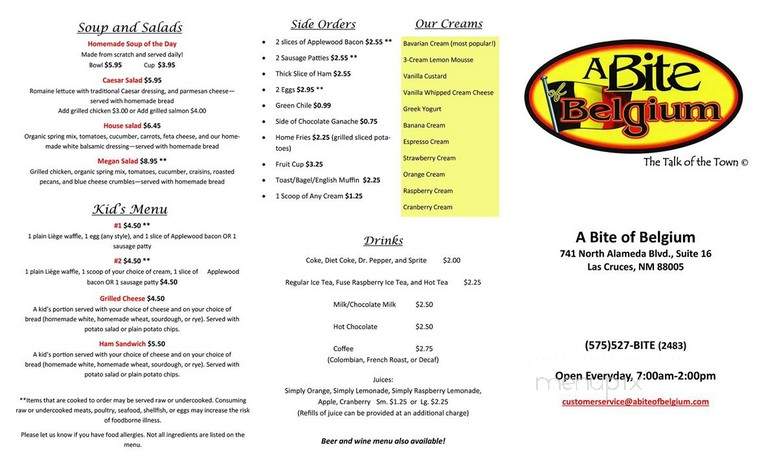 A Bite of Belgium - Las Cruces, NM menu_pic