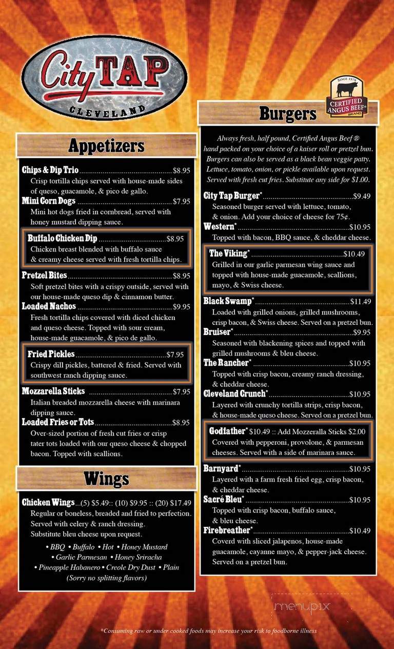 City Tap - Cleveland, OH menu_pic