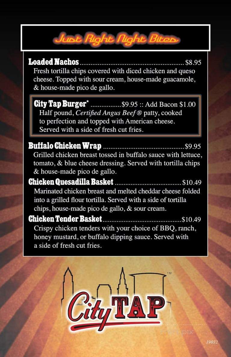 City Tap - Cleveland, OH menu_pic