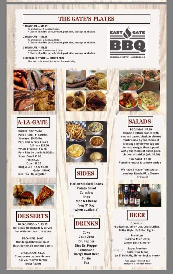 East Gate BBQ - Morgan City, LA menu_pic