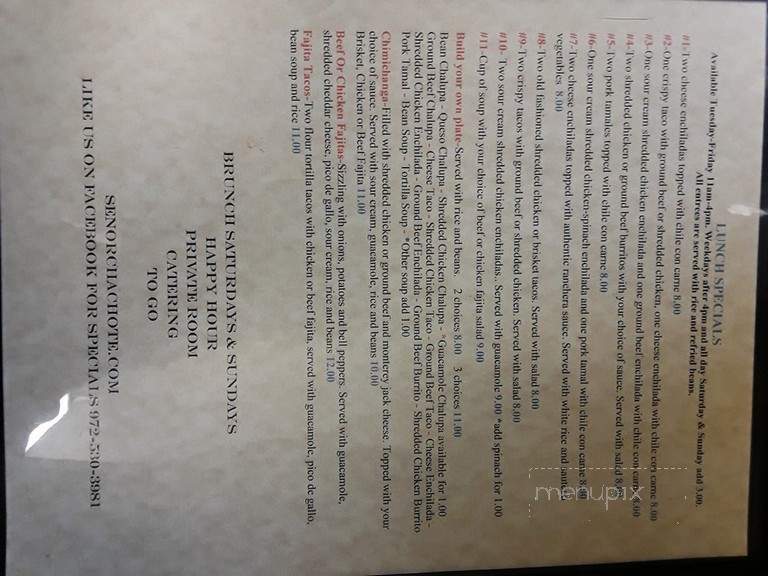 Senor Chacho's Cantina and Grill - Garland, TX menu_pic