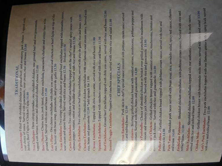 Senor Chacho's Cantina and Grill - Garland, TX menu_pic