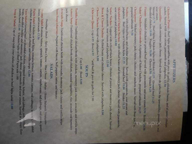 Senor Chacho's Cantina and Grill - Garland, TX menu_pic