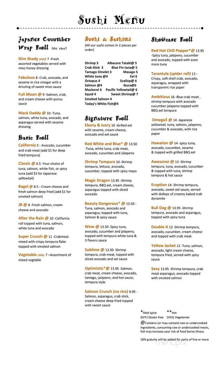 Satto Thai Sushi Bar - Atlanta, GA menu_pic