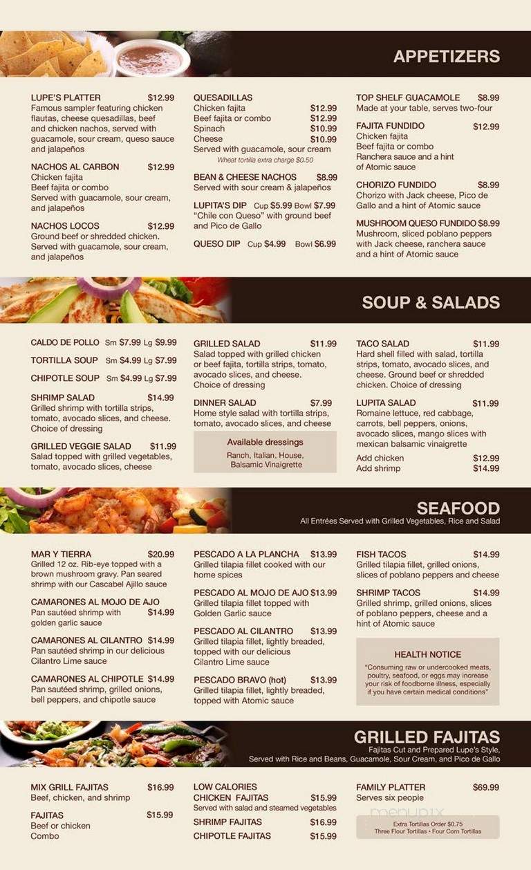 Lupe's Tex Mex Grill - Arlington, TX menu_pic