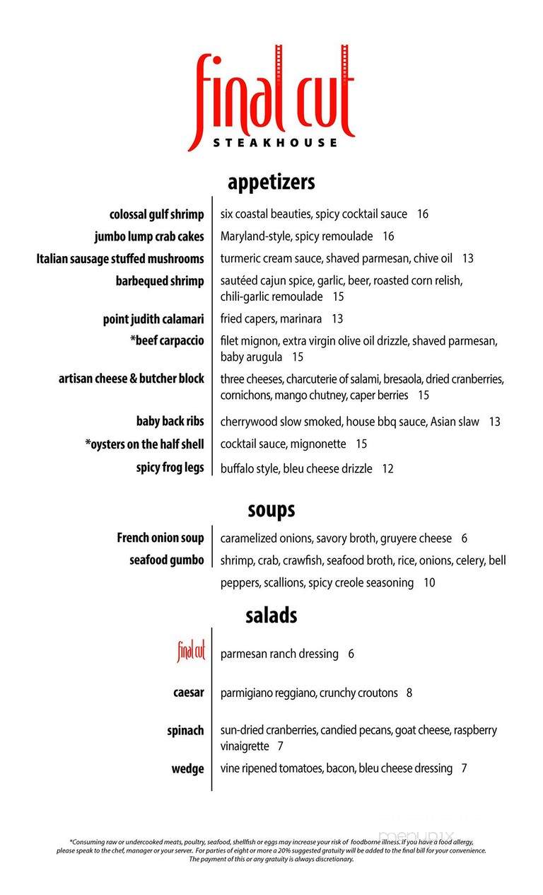 Final Cut Steakhouse - Kansas City, KS menu_pic