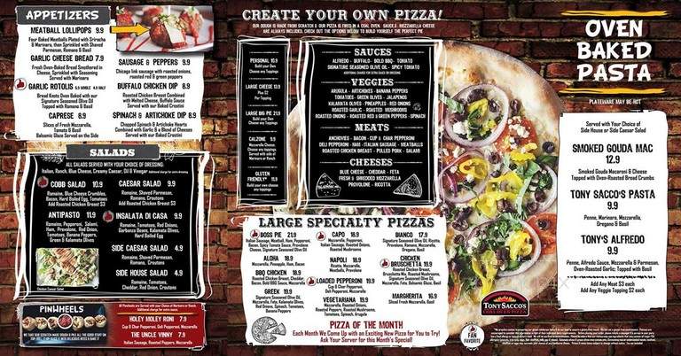 Tony Sacco's Coal Oven Pizza - Mentor, OH menu_pic