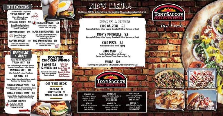 Tony Sacco's Coal Oven Pizza - Mentor, OH menu_pic