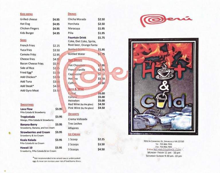 Hot Cold - Springfield, VA menu_pic