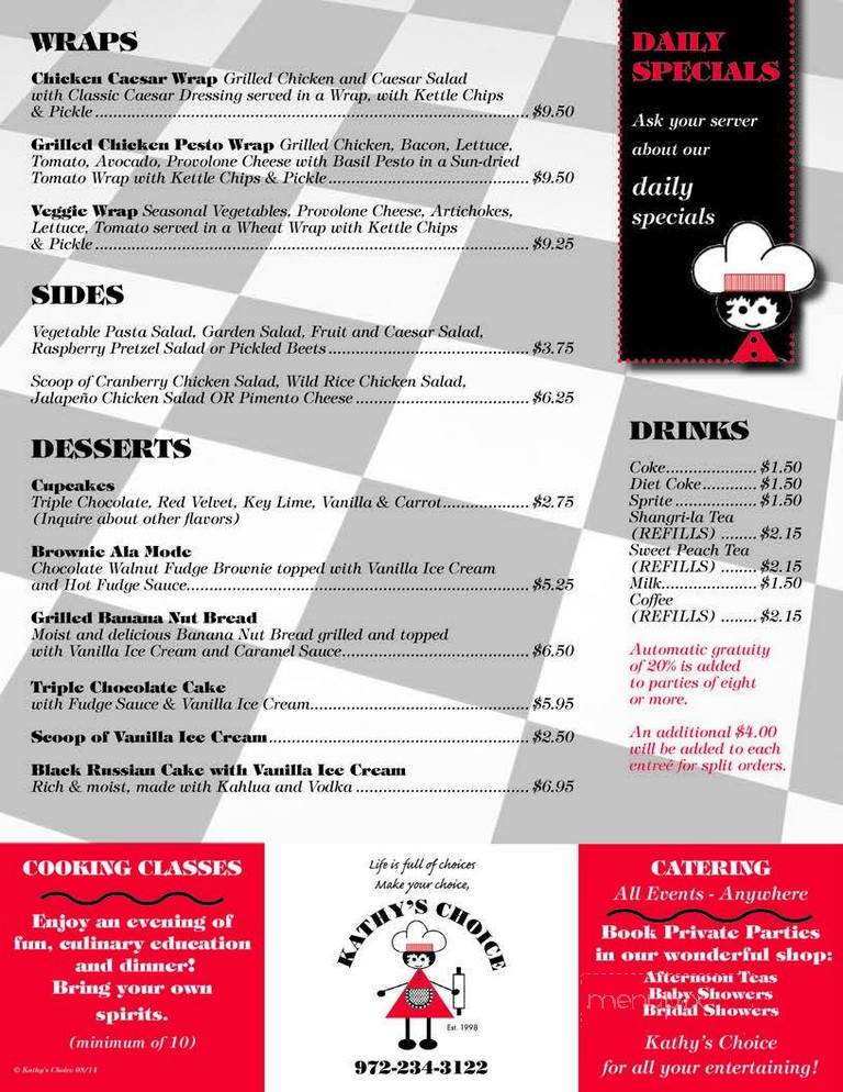 Kathys Choice - Dallas, TX menu_pic