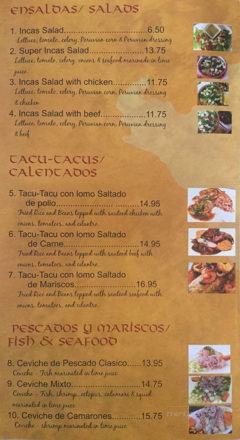 Incas Restaurant - Key West, FL menu_pic