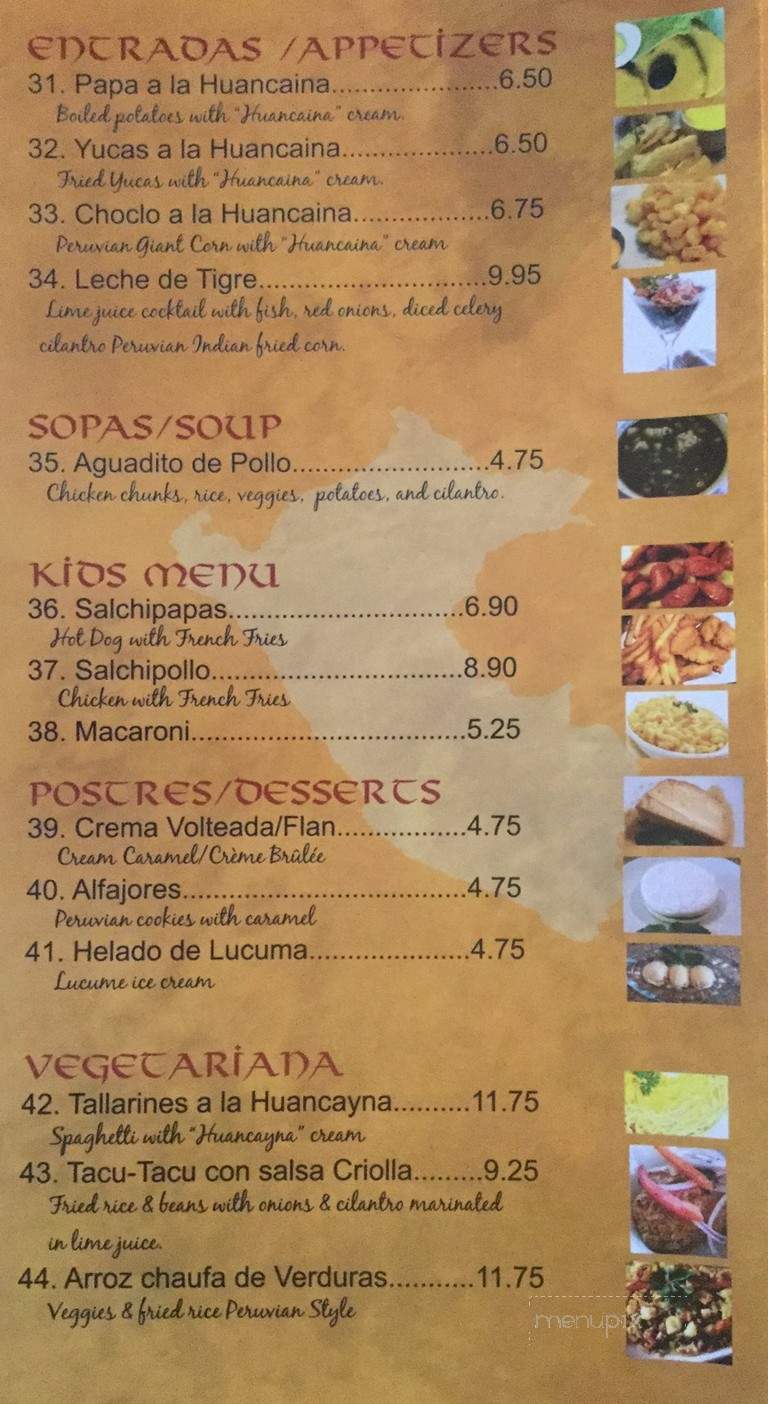Incas Restaurant - Key West, FL menu_pic