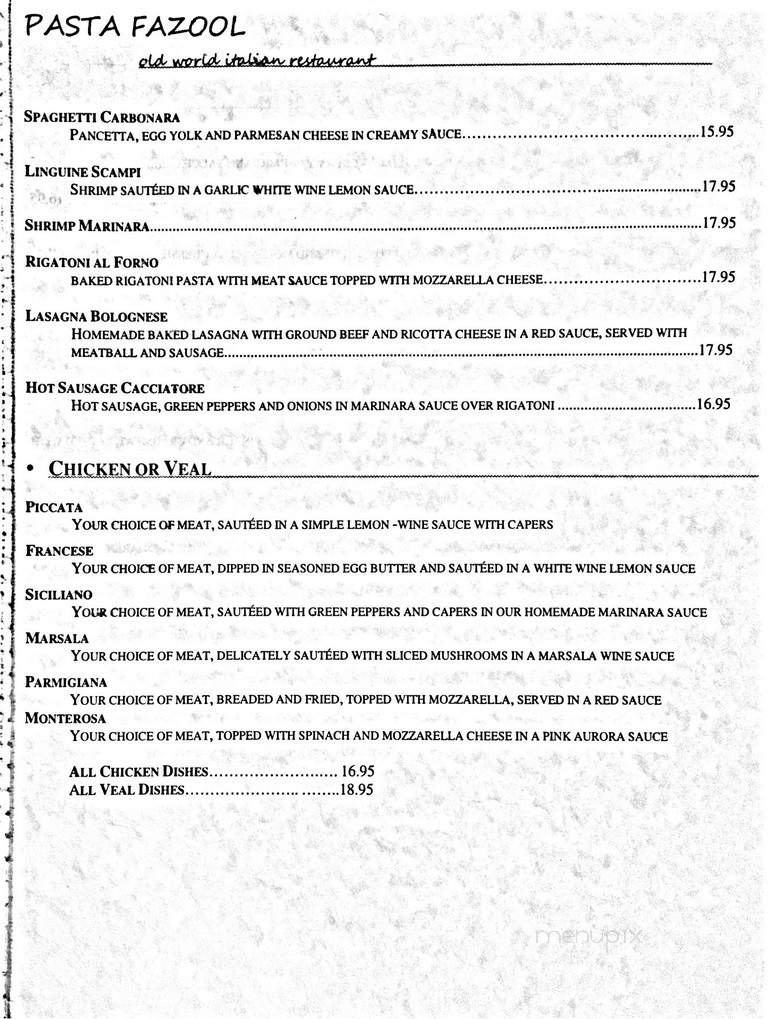 Pasta Fazool - Hatboro, PA menu_pic