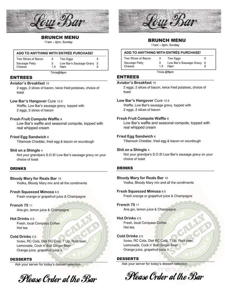 Lowbar - Vancouver, WA menu_pic