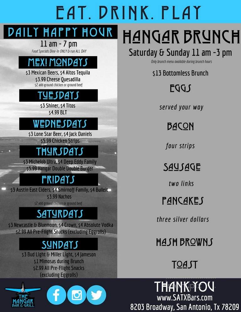 The Hangar - San Antonio, TX menu_pic