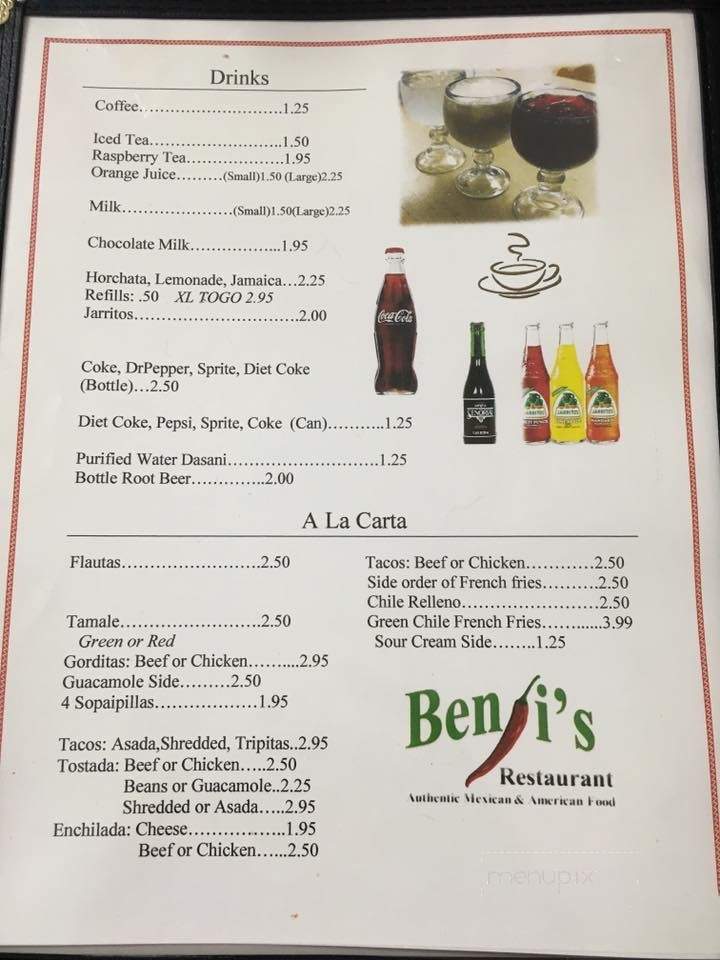 Benji's Restaurant - Deming, NM menu_pic