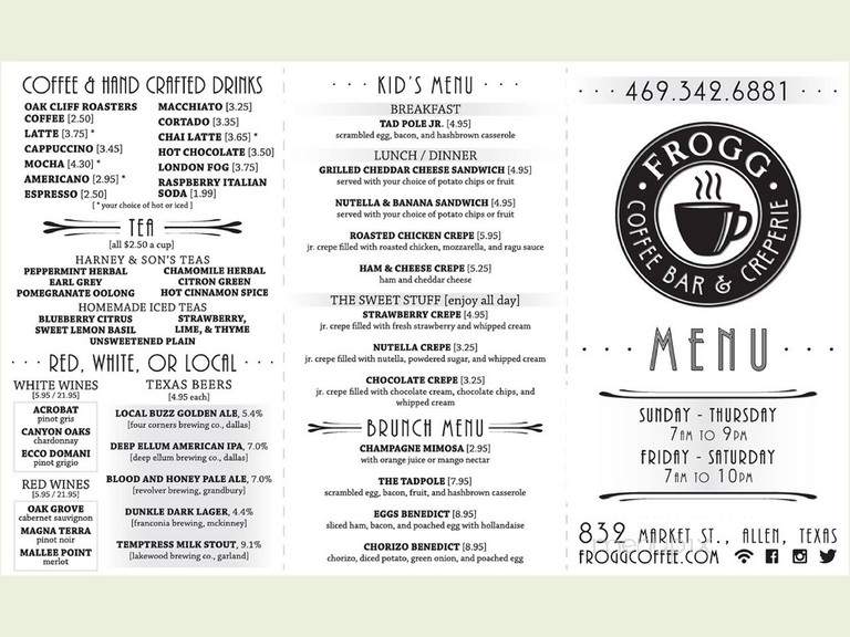 Frogg Coffee - Allen, TX menu_pic