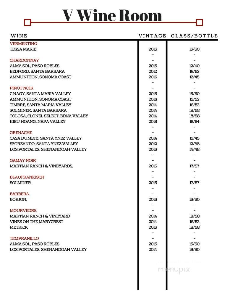 V Wine Room - West Hollywood, CA menu_pic