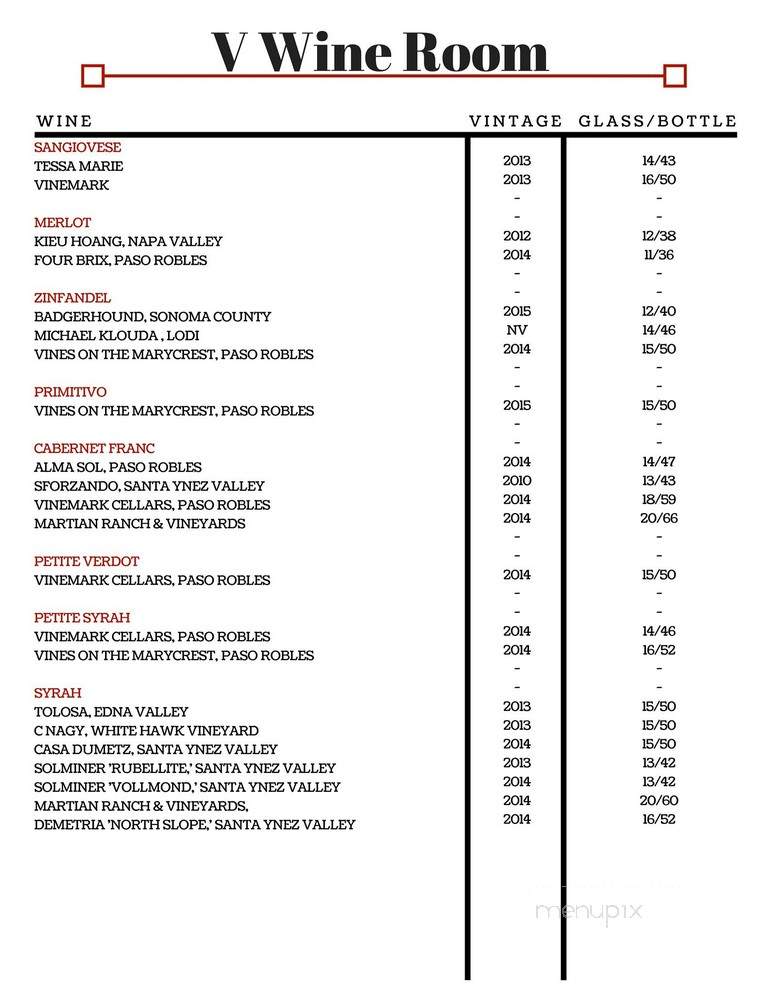 V Wine Room - West Hollywood, CA menu_pic