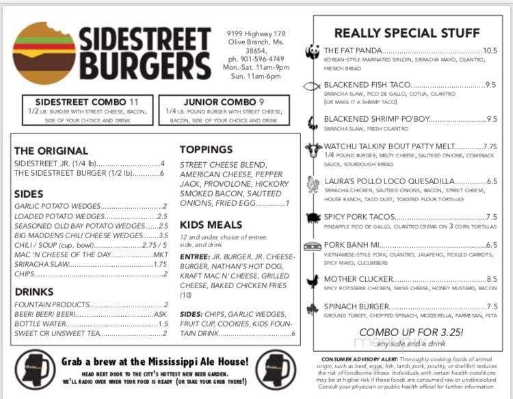 Sidestreet Burgers - Olive Branch, MS