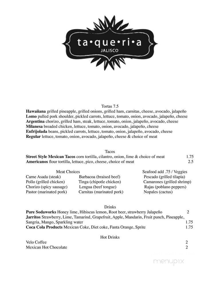 Taqueria Jalisco - Franklin, TN menu_pic