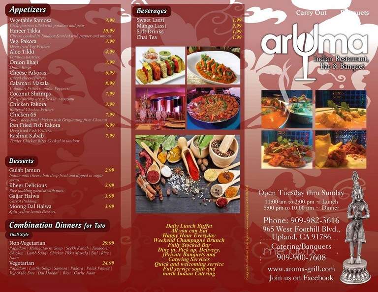 Aroma Indian restaurant, Bar, & banquets - Upland, CA