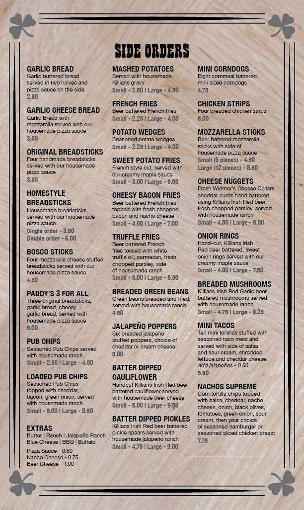 Paddy's Pizza - Jacksonville, FL menu_pic