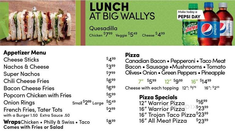 Big Wally's - Coulee City, WA menu_pic