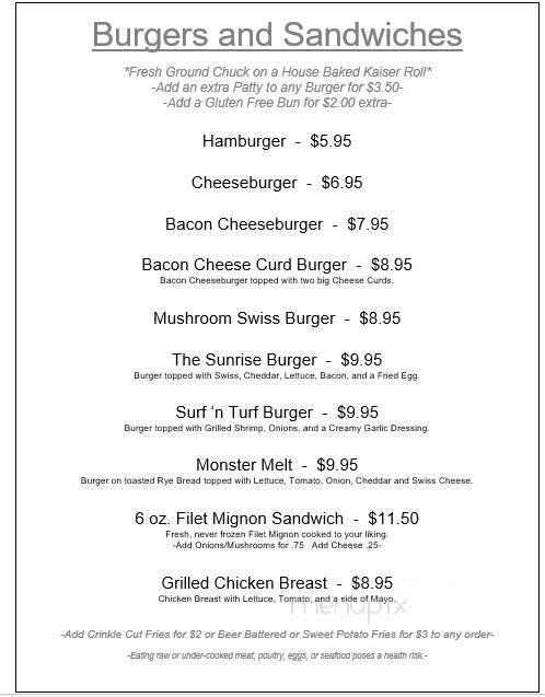 Sunset Harbor Bar Grill - Lodi, WI menu_pic