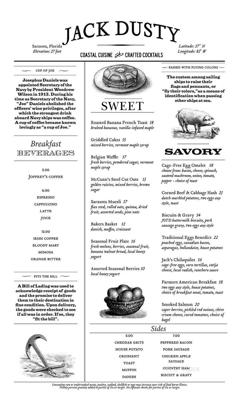 Jack Dusty's - Sarasota, FL menu_pic