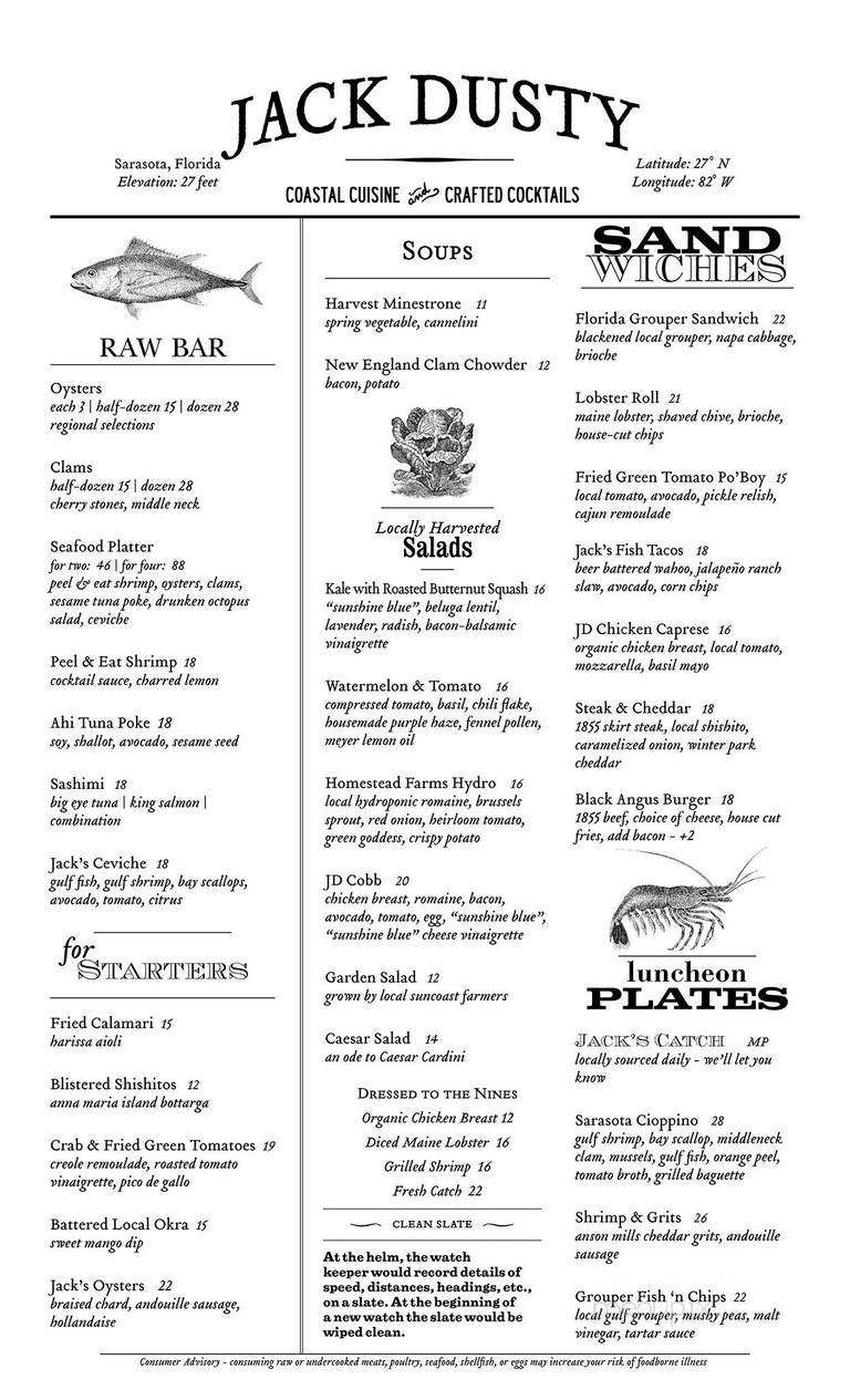 Jack Dusty's - Sarasota, FL menu_pic