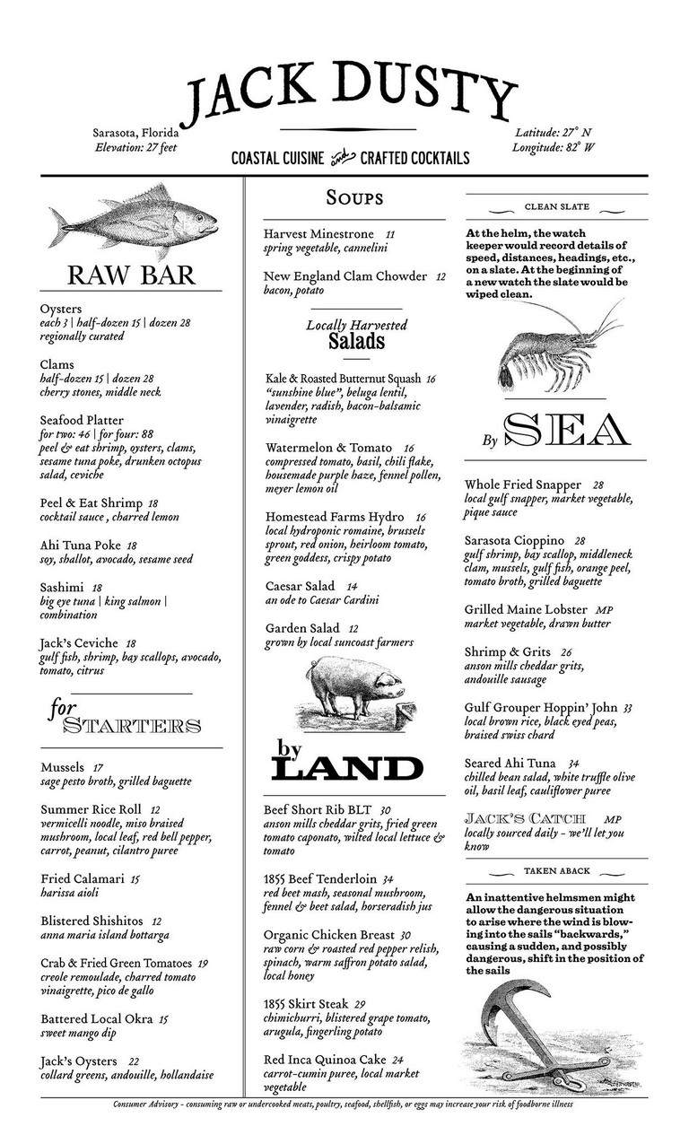 Jack Dusty's - Sarasota, FL menu_pic