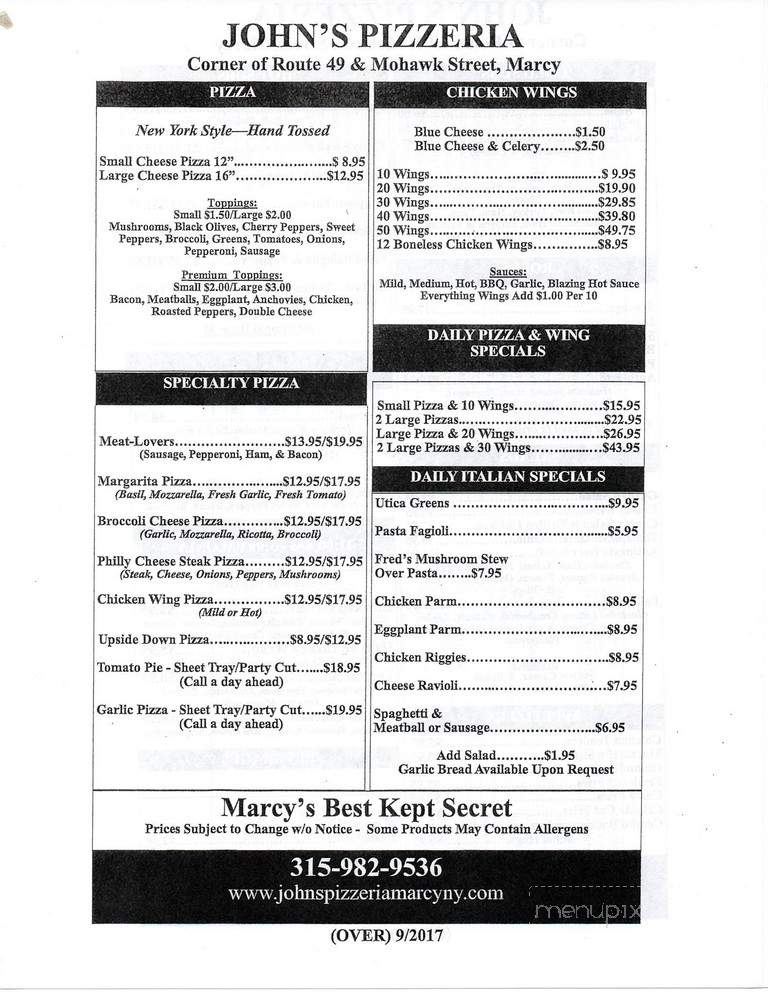 John's Pizzeria - Marcy, NY menu_pic
