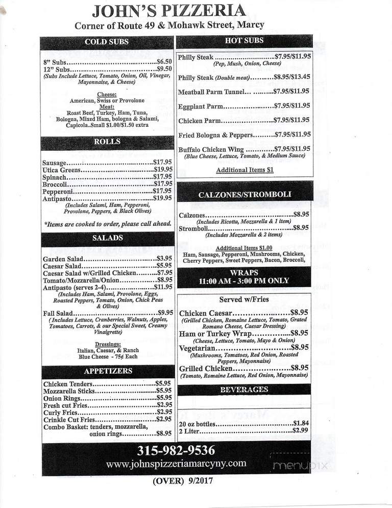 John's Pizzeria - Marcy, NY menu_pic