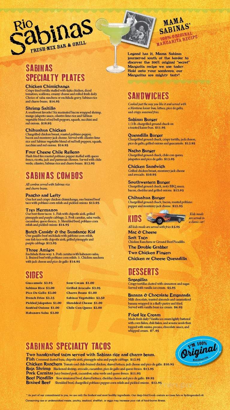 Rio Sabinas - Billings, Mt menu_pic
