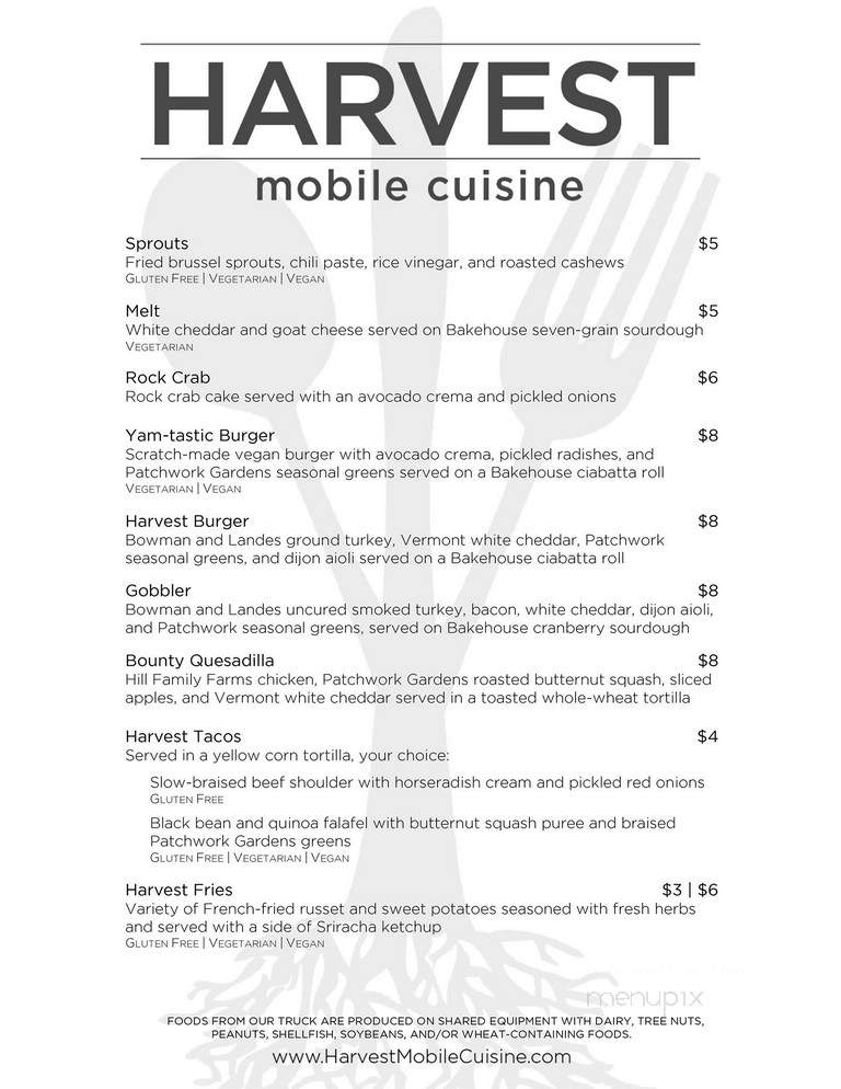 Harvest Mobile Cuisine - Spring Valley, OH menu_pic