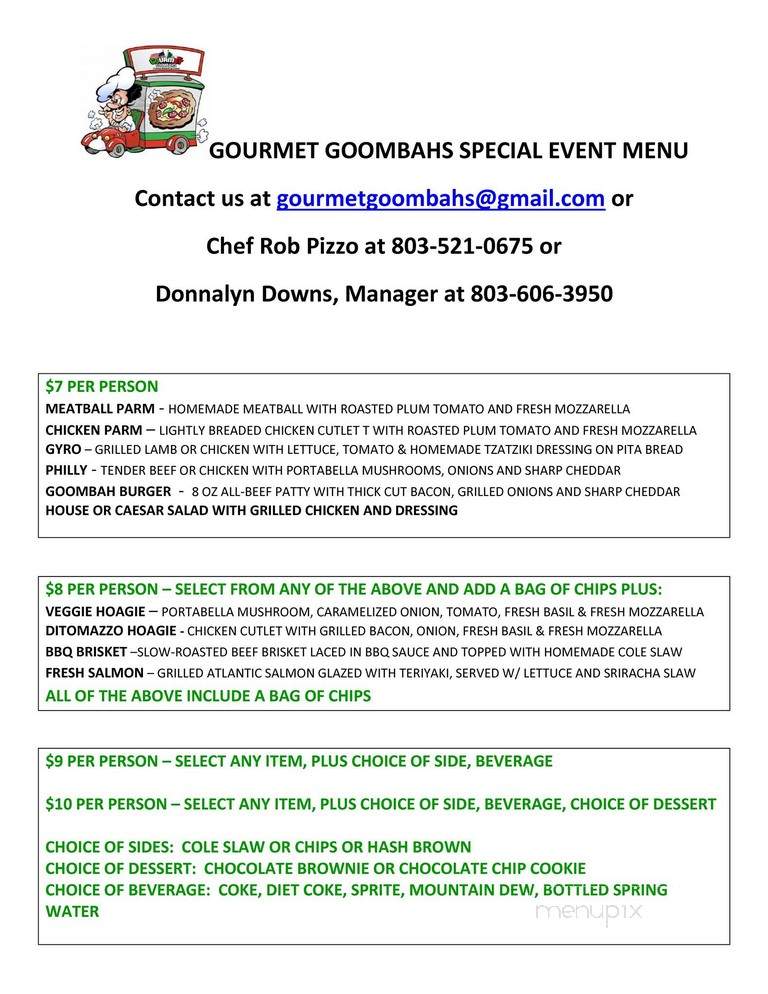 Gourmet Goombahs - Fort Mill, SC menu_pic