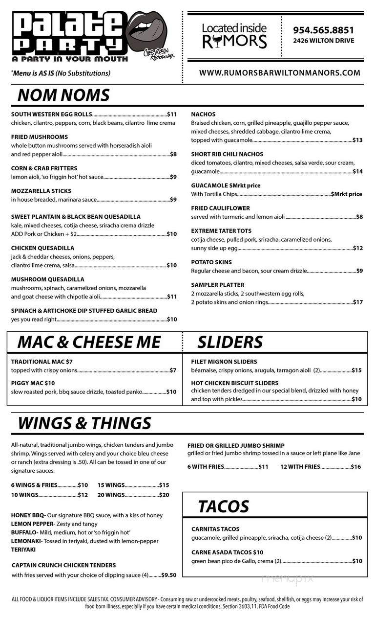Palate Party Fresh Mobile Food Cafe - Hollywood, FL menu_pic