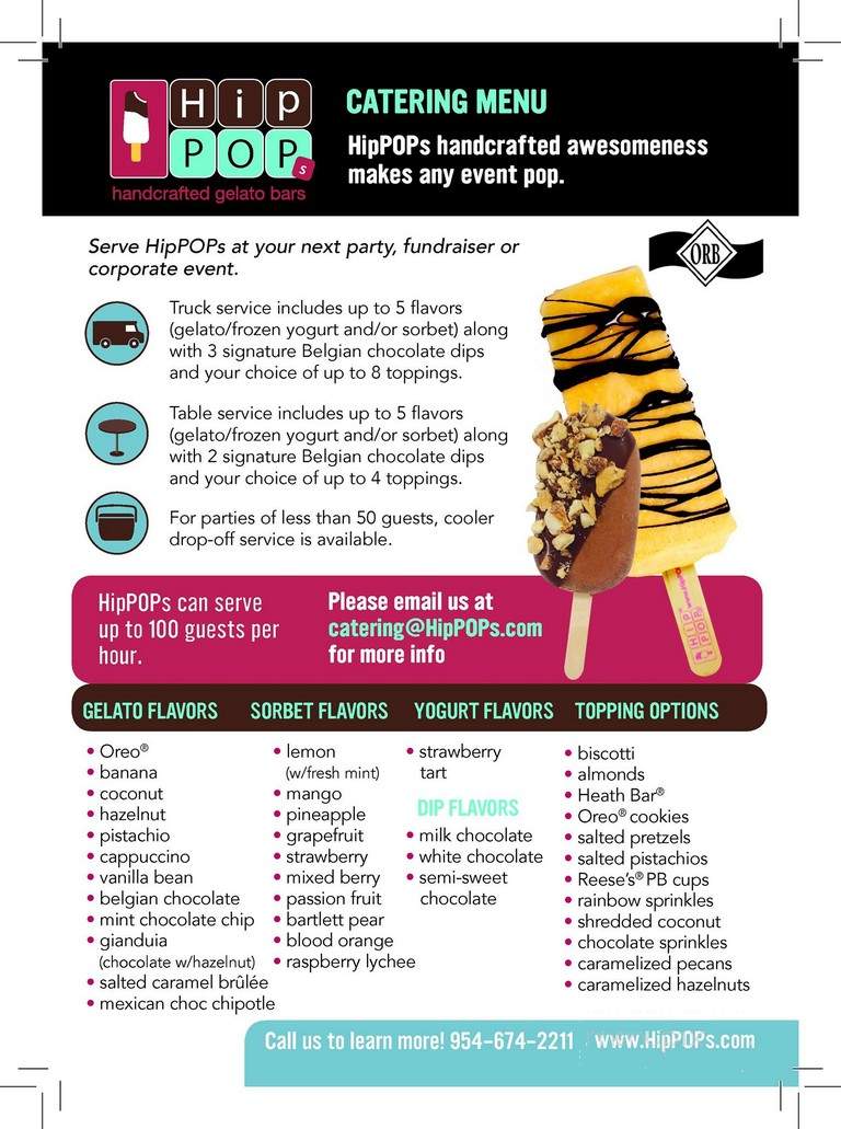 HipPOPs Handcrafted Gelato Bars - Dania, FL menu_pic