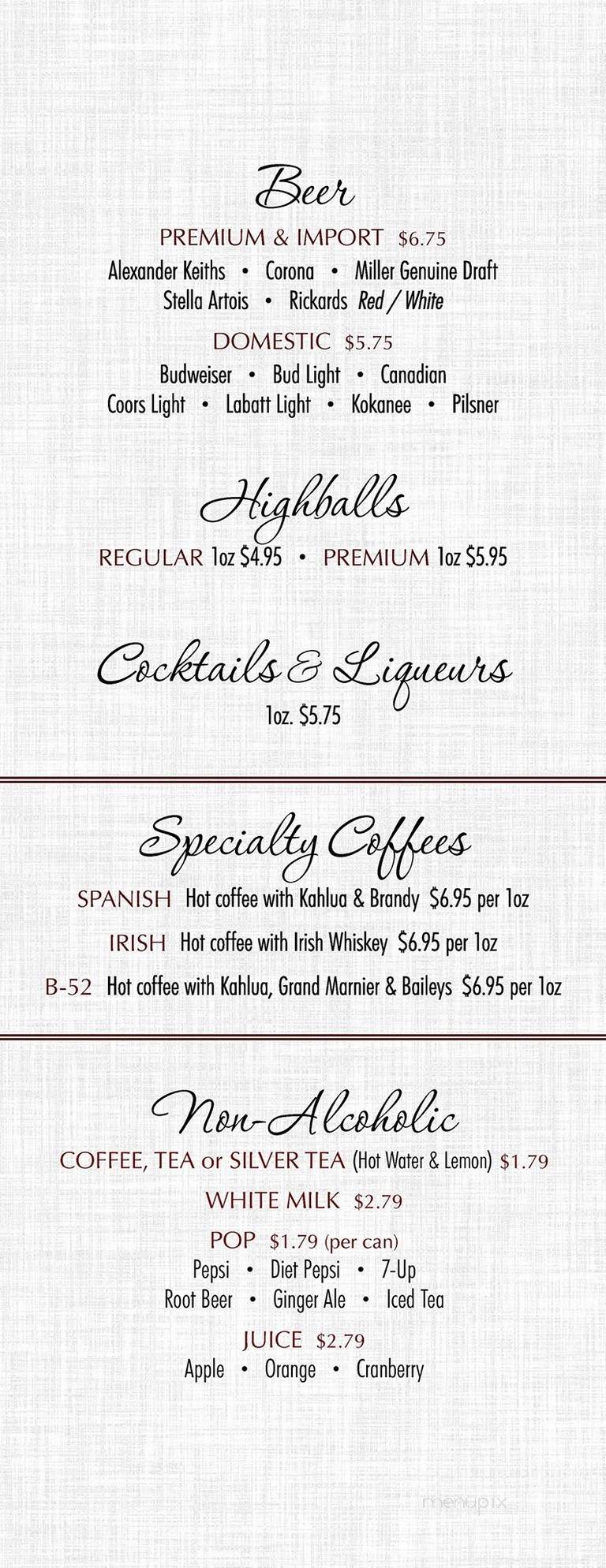 Anthonys Classic Grill - Vermilion, AB menu_pic