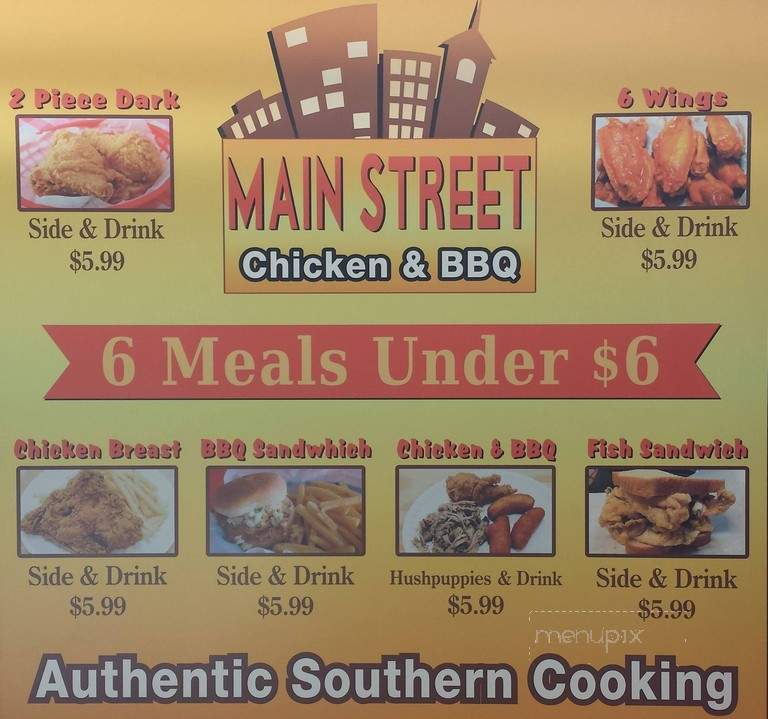 Main Street Chicken and BBQ - GREENVILLE, NC menu_pic